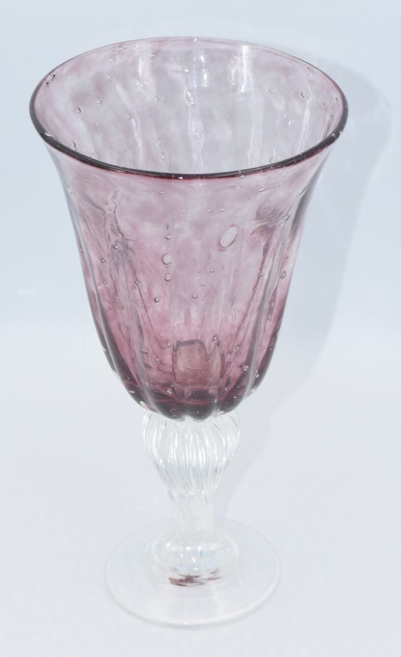 Val De Pome Christophe Saba Biot Seeded Wine/Water Stemware Goblet France